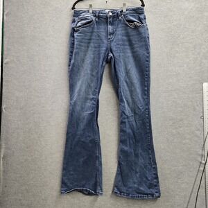 Shyanne Women Jeans 33W X 34L Blue Denim Bootcut Button 34" Inseam